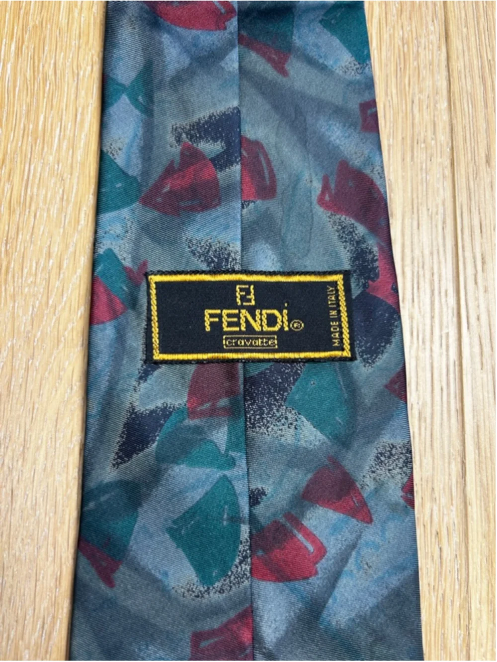 Vintage 90s Abstract Geometric Silk Tie Navy Red Gray Retro Graphic